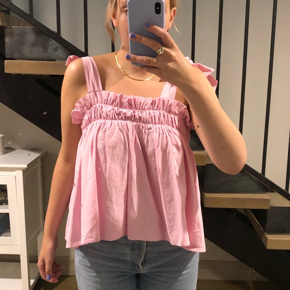 Pink flowy tank top